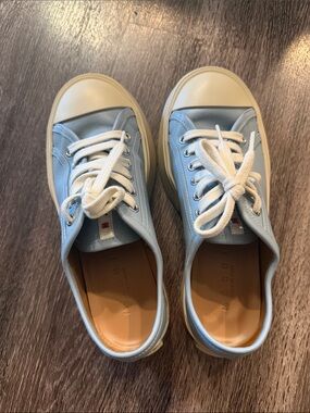 Marni Pablo Light Blue Leather Lace-Up Sneakers
